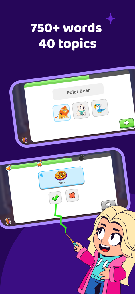 Novakid Champion: Easy English - Interactive English vocabulary games for children with over 750 words and 40 topics