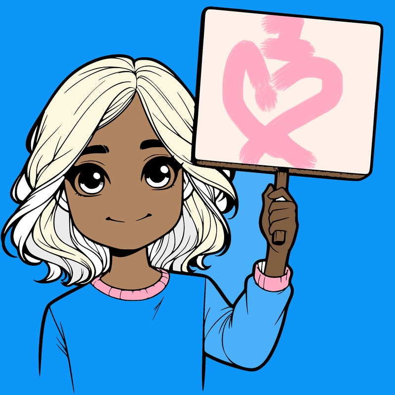 realistic girl holding up a sign