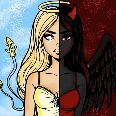 devil vs angel realistic girl