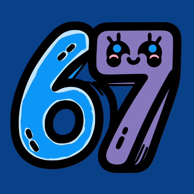 the numbers 67