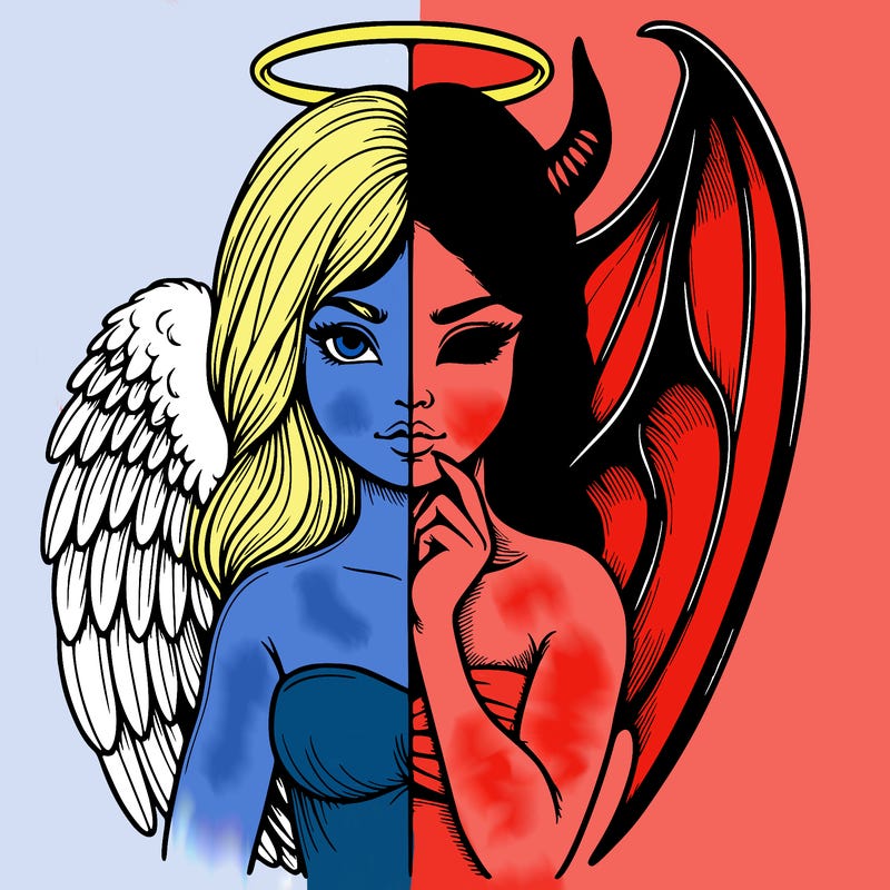 realistic angel half demon