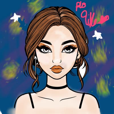 realistic girl with makeup on