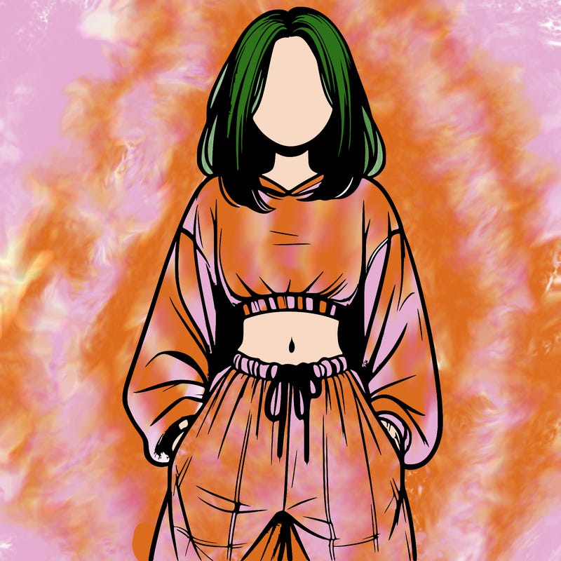 realistic girl faceless with baggy pants and a crop top