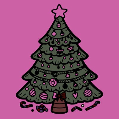 christmas tree with lots of details