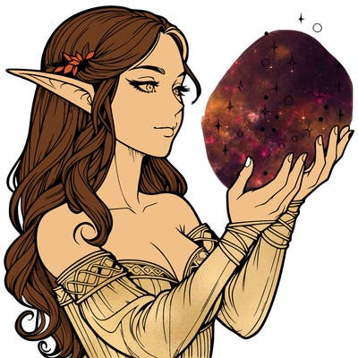 realistic elf girl doing magic