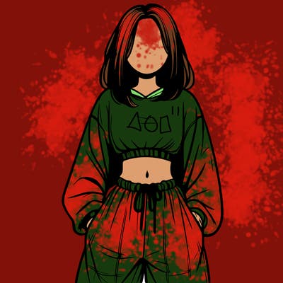 realistic girl faceless with baggy pants and a crop top