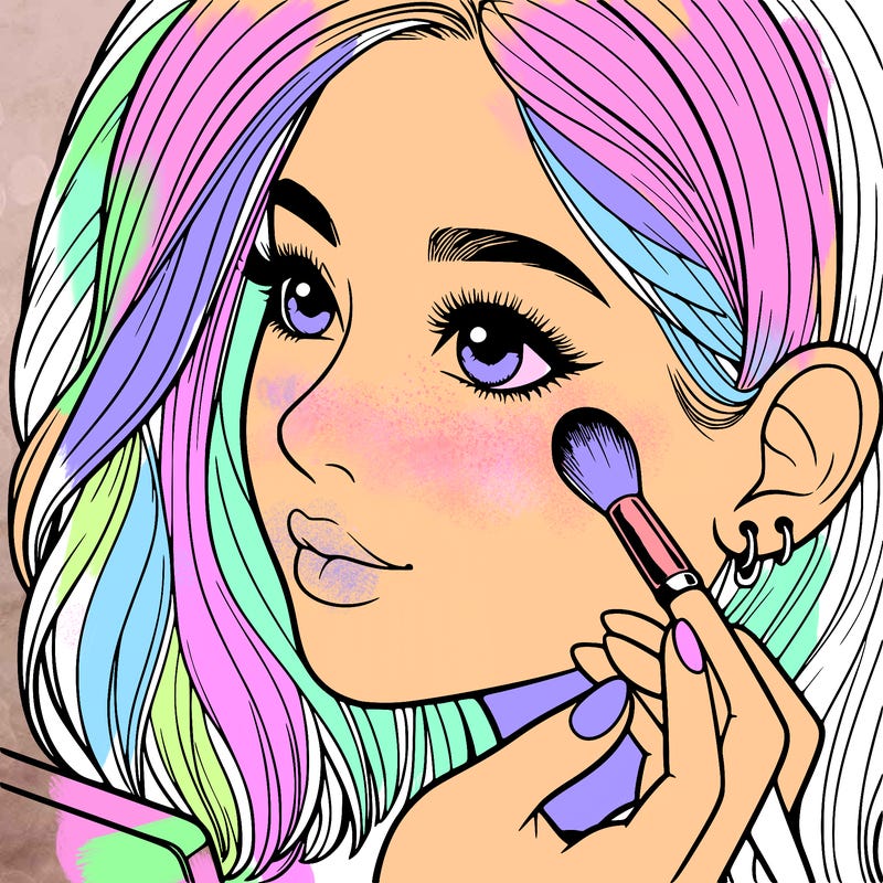 a realistic girl doing her makeup