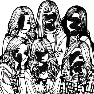 a group of girls realistic