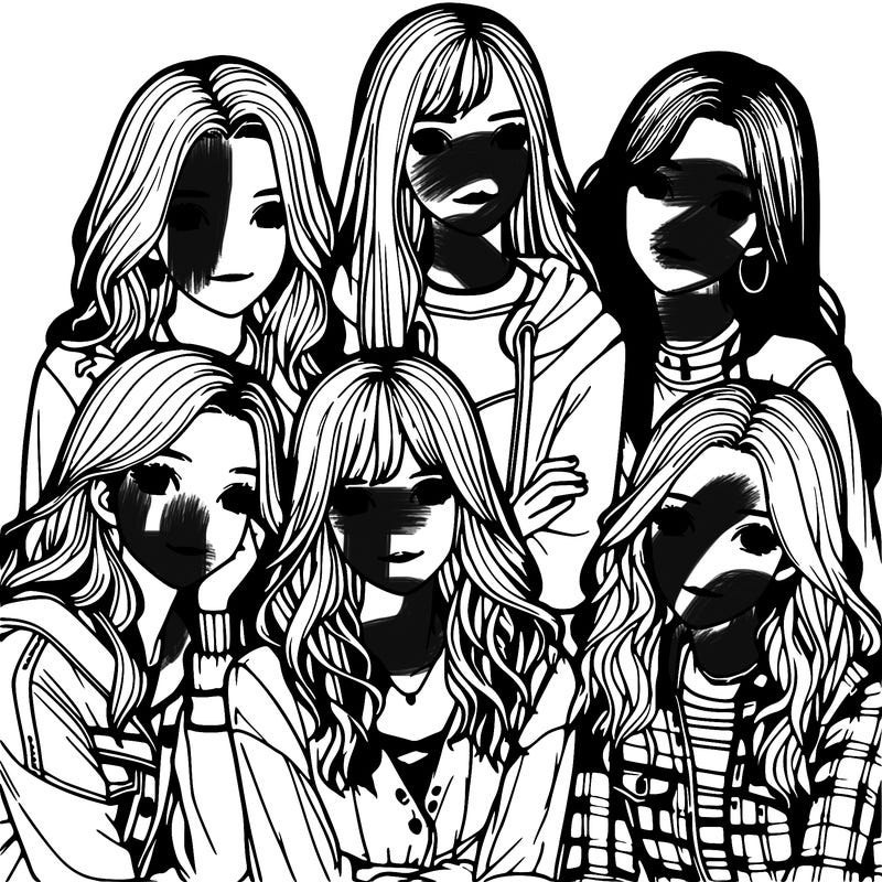 a group of girls realistic