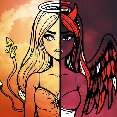 devil vs angel realistic girl