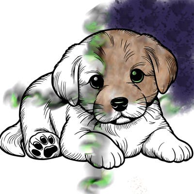 a cute realistic puppy