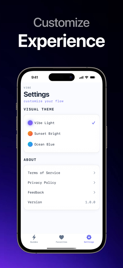 Guide for Lovable ai . - The settings screen of the Guide for Lovable AI app allowing users to customize their visual theme