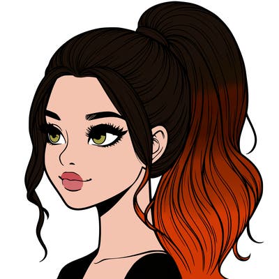 realistic girl with a high ponytail