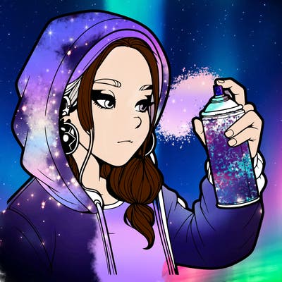 a realistic girl, spray painting