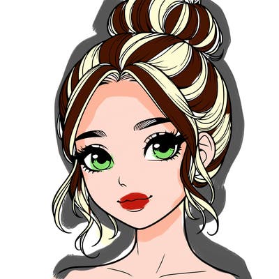 realistic pretty girl with hair in bun