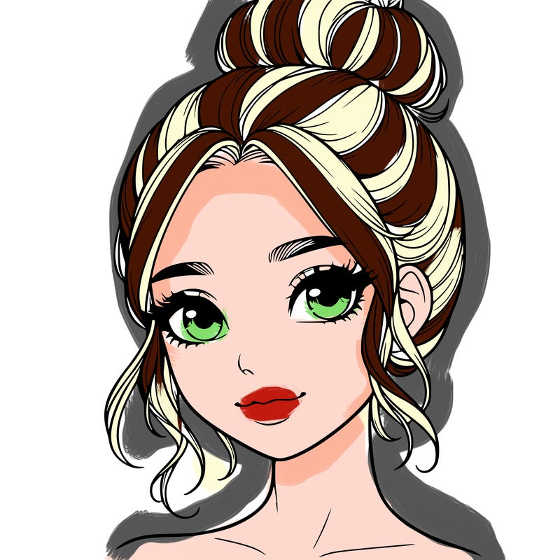 realistic pretty girl with hair in bun