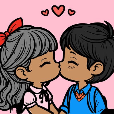 boy and girl kissing