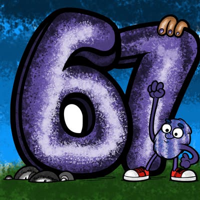 a giant 67 number