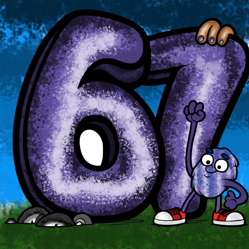 a giant 67 number
