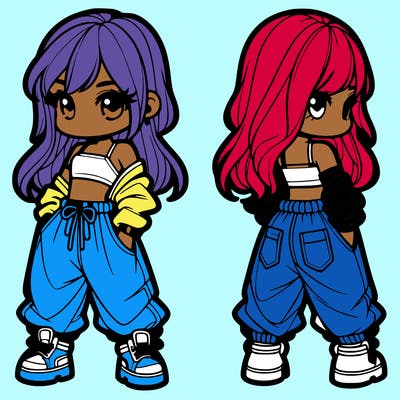 girl in crop top and baggy pants