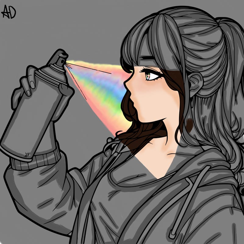 a realistic girl spray, painting