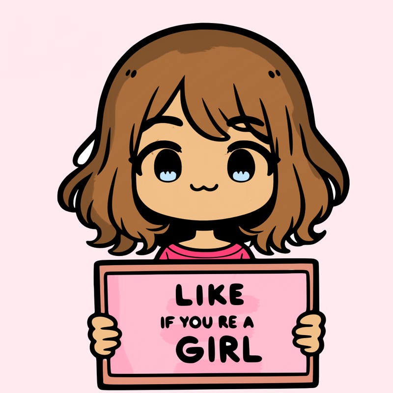 a cute girl holding a sign that says like if you’re a girl