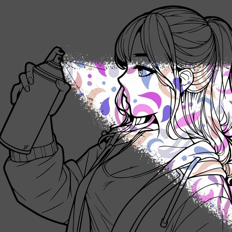 a realistic girl spray, painting