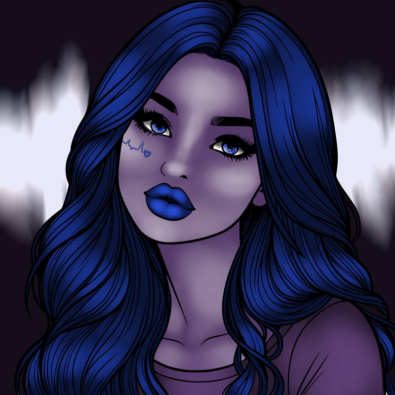 realistic girl with hair on her hair and lips