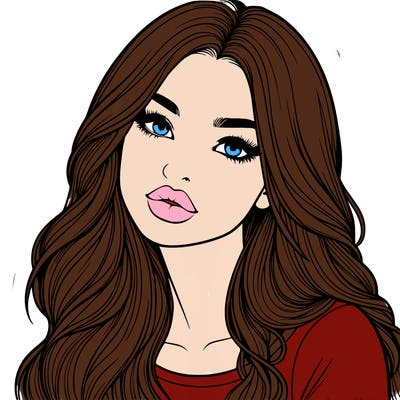 realistic girl with hair on her hair and lips
