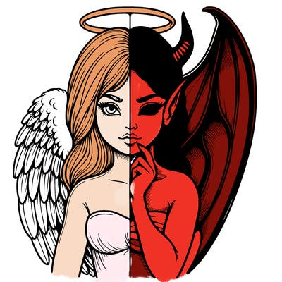 realistic angel half demon