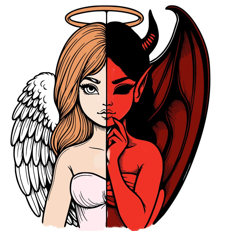 realistic angel half demon