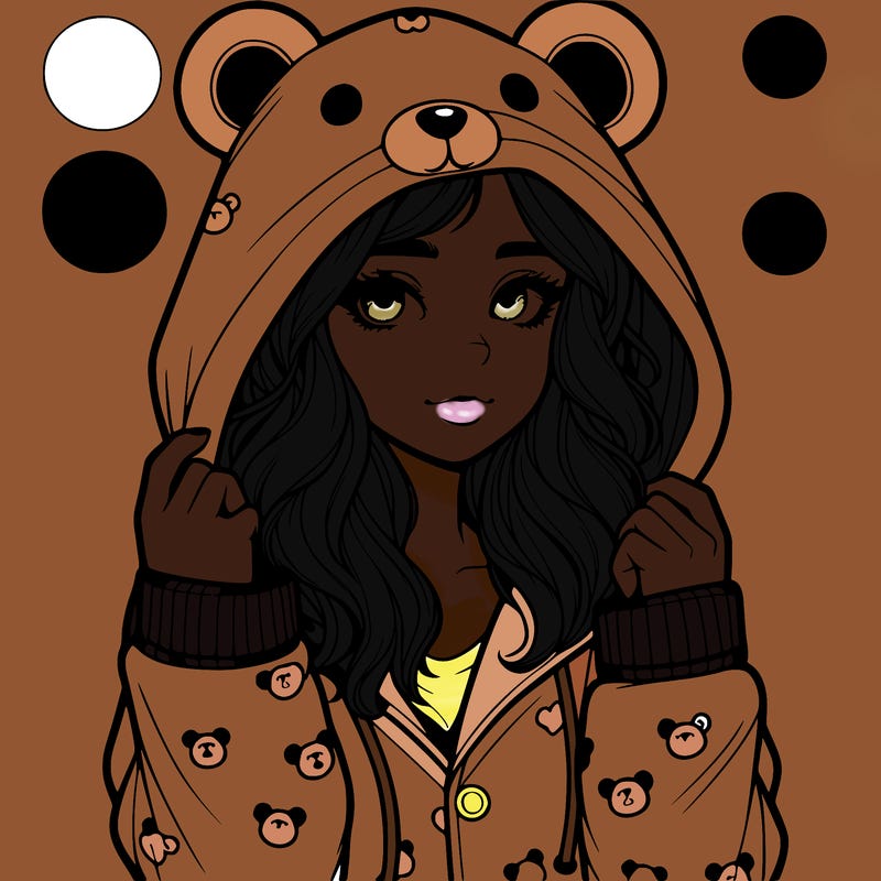 realistic girl in a animal pjs hoodie