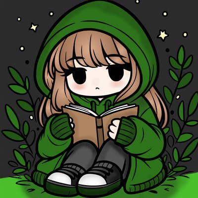 girl in oversized hoodie reading a book
