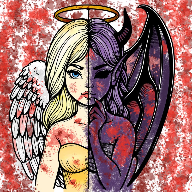 realistic angel half demon