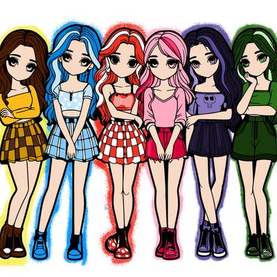 a group of girls realistic