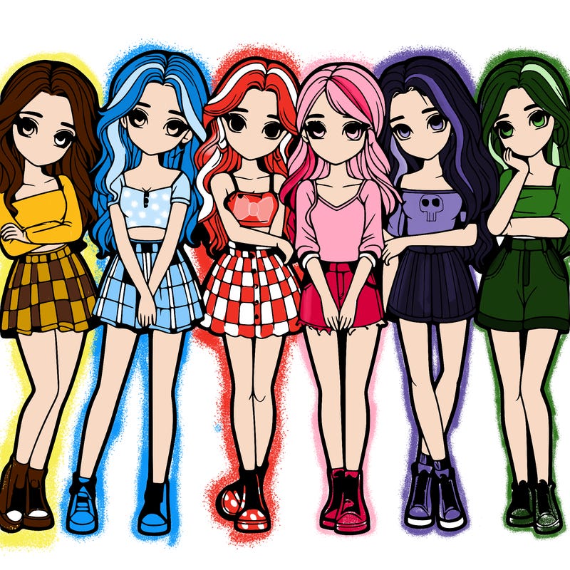 a group of girls realistic