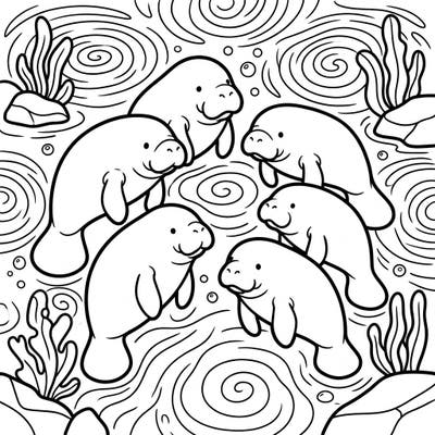 Introduce your little one to the gentle giants of the sea with this delightful manatee herd coloring page. Designed with ultra-thick lines and large shapes, it's perfect for toddlers to practice their coloring skills and spark creativity.