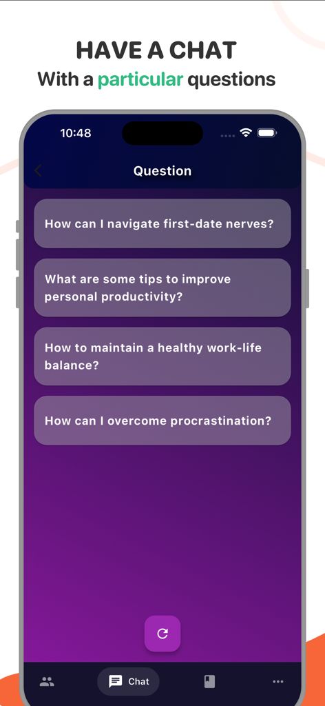 Screenshot of Omi Live app displaying suggested conversation topics like productivity and first-date advice.