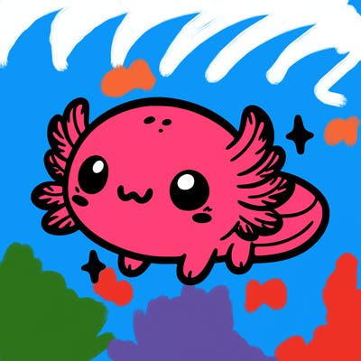 cute easy baby axolotl