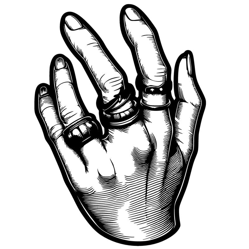 realistic hand with rings on it