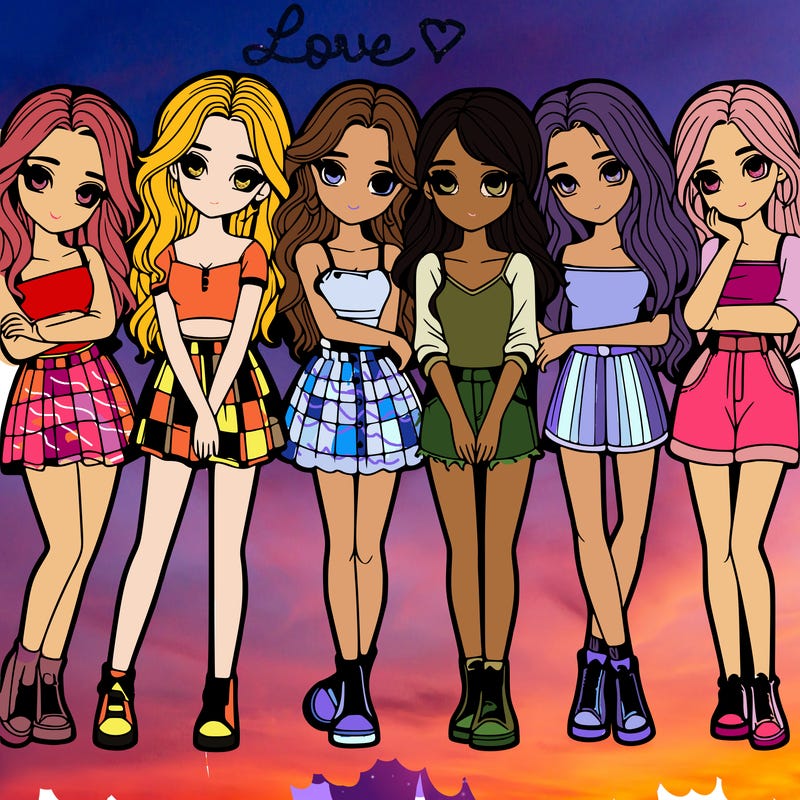 a group of girls realistic