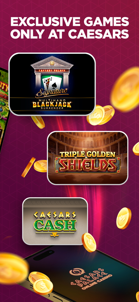 シーザーズパレス オンラインカジノモバイルアプリで紹介されている限定カジノゲーム