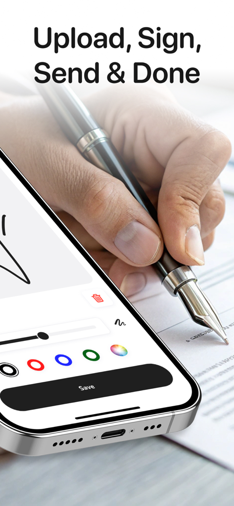 PDFドキュメントにデジタル署名を作成するためのiPhoneアプリ画面