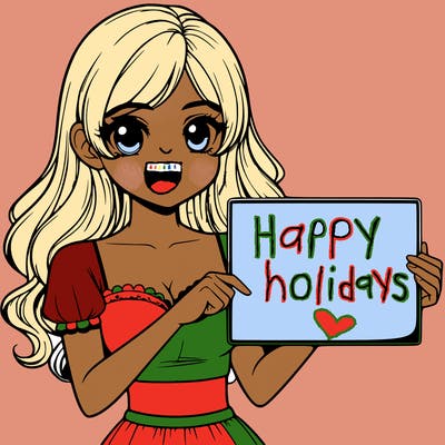 realistic pretty girl holding blank sign