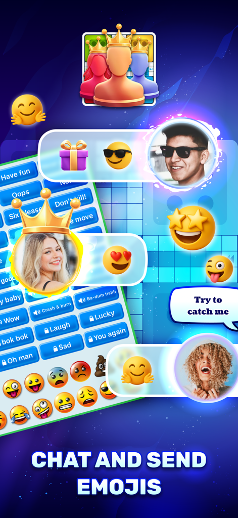 Ludo Clash: Play Ludo Online - In-game social chat and emoji interaction screen in Ludo Clash