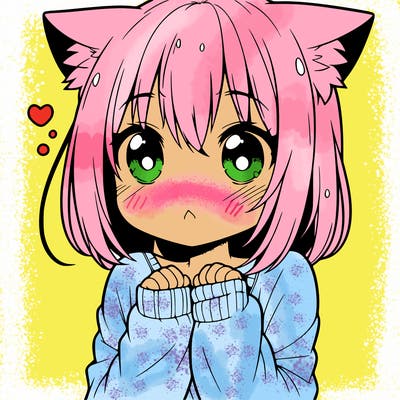 shy anime catgirl