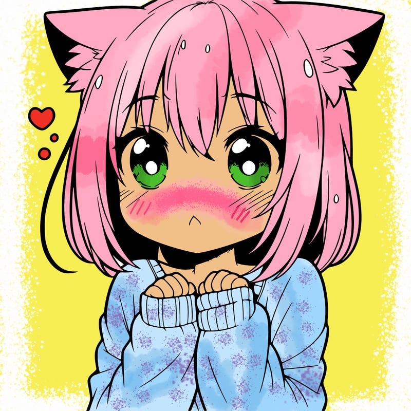 shy anime catgirl