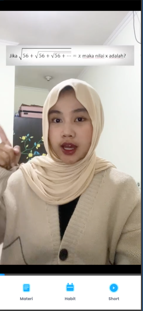 A tutor explaining a complex square root math problem in a short video format on the Zypia app.