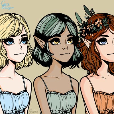 realistic fae girls with short hair
