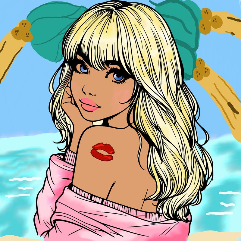 realistic girl with bangs looking over her shoulder